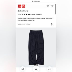 Uniqlo women’s wide leg baker pants, NWT sz 2 Navy
